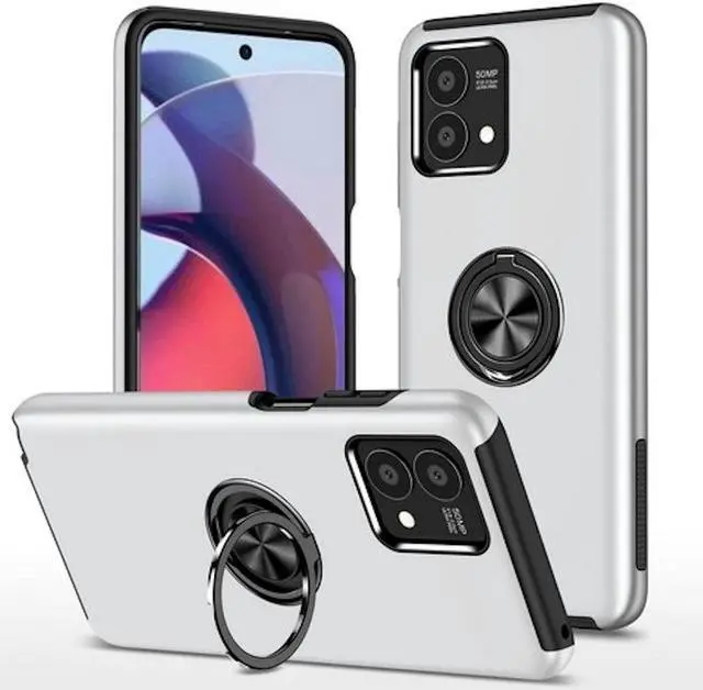 Main image of 360 Rotating Ring Grip Hybrid Case for Motorola Moto G Power 5G 2023 - Silver