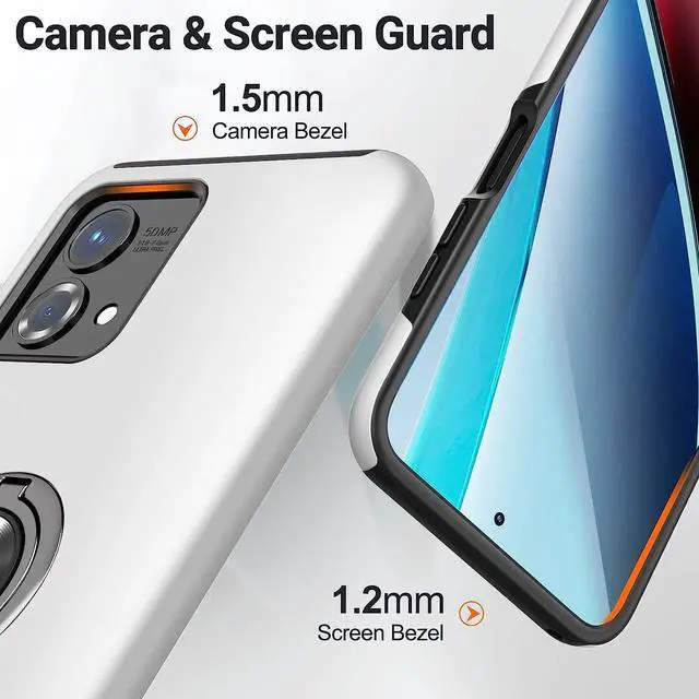 Alt view image 5 of 7 - 360 Rotating Ring Grip Hybrid Case for Motorola Moto G Power 5G 2023 - Silver