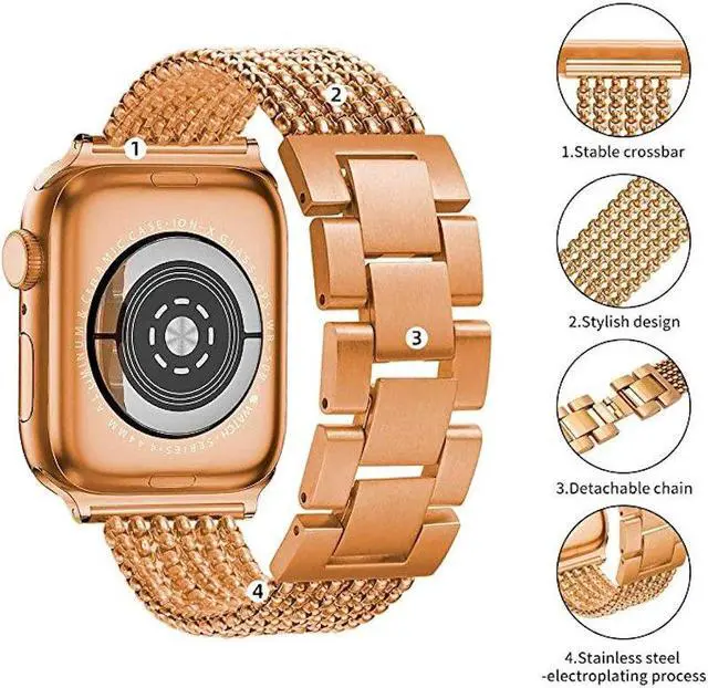 Alt view image 2 of 4 - Interlocking Link Band for Apple Watch 49mm / 45mm / 44mm / 42mm - Rose Gold