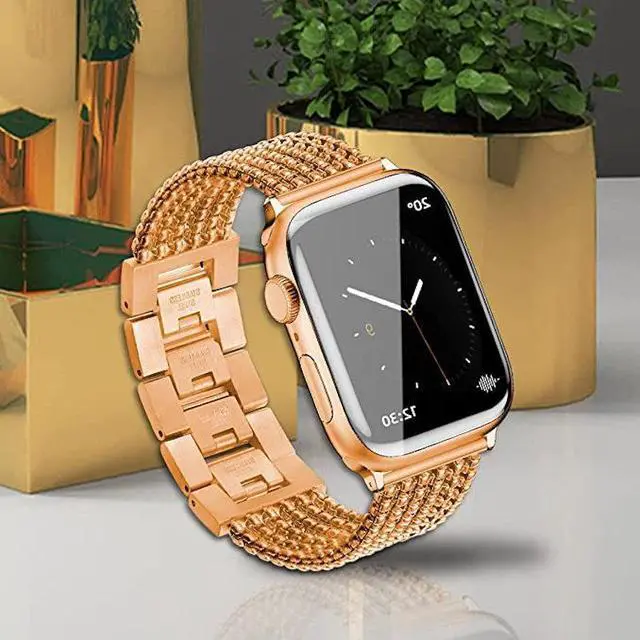 Alt view image 3 of 4 - Interlocking Link Band for Apple Watch 49mm / 45mm / 44mm / 42mm - Rose Gold