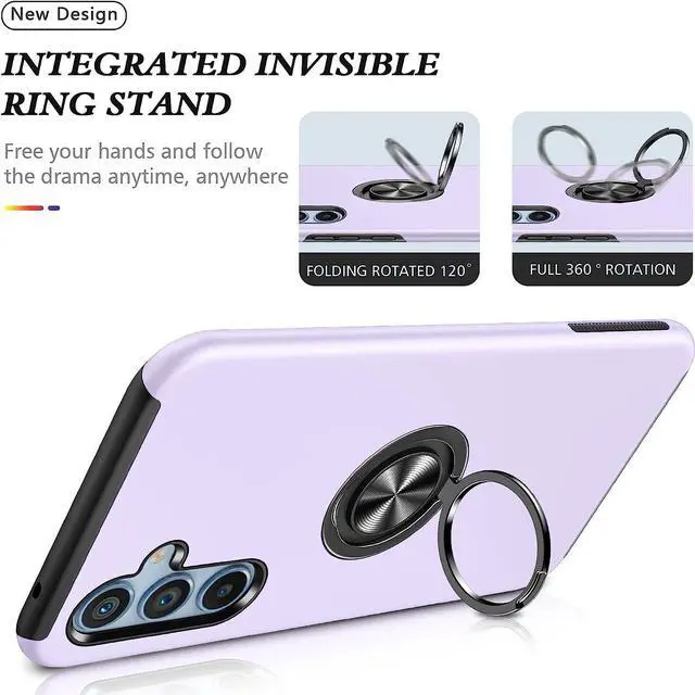 Alt view image 3 of 7 - 360 Rotating Ring Grip Hybrid Case for Samsung Galaxy A54 5G - Purple