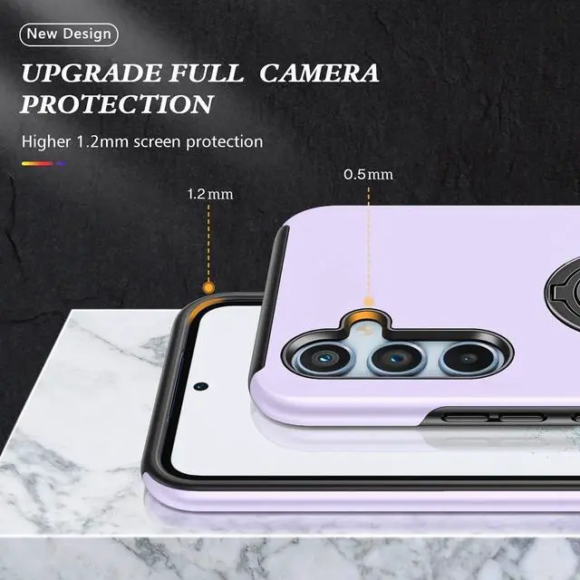 Alt view image 4 of 7 - 360 Rotating Ring Grip Hybrid Case for Samsung Galaxy A54 5G - Purple
