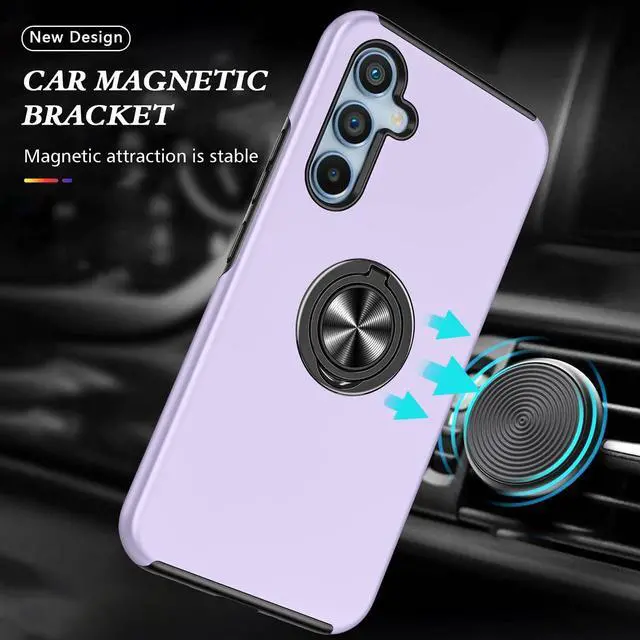 Alt view image 7 of 7 - 360 Rotating Ring Grip Hybrid Case for Samsung Galaxy A54 5G - Purple