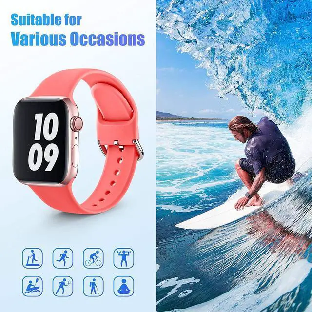 Alt view image 3 of 3 - Comfy Sport Band Watch Strap for Apple Watch 41mm / 40mm / 38mm - Coral