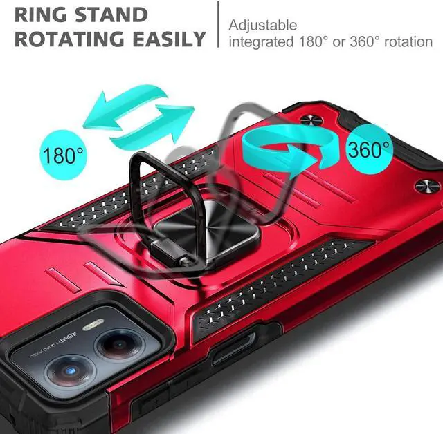 Alt view image 5 of 7 - Robust Series Dual Layer Hybrid Case with Ring Holder for Motorola Moto G 5G 2023 - Red
