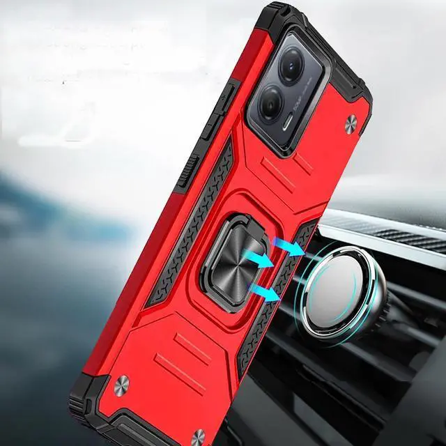 Alt view image 7 of 7 - Robust Series Dual Layer Hybrid Case with Ring Holder for Motorola Moto G 5G 2023 - Red