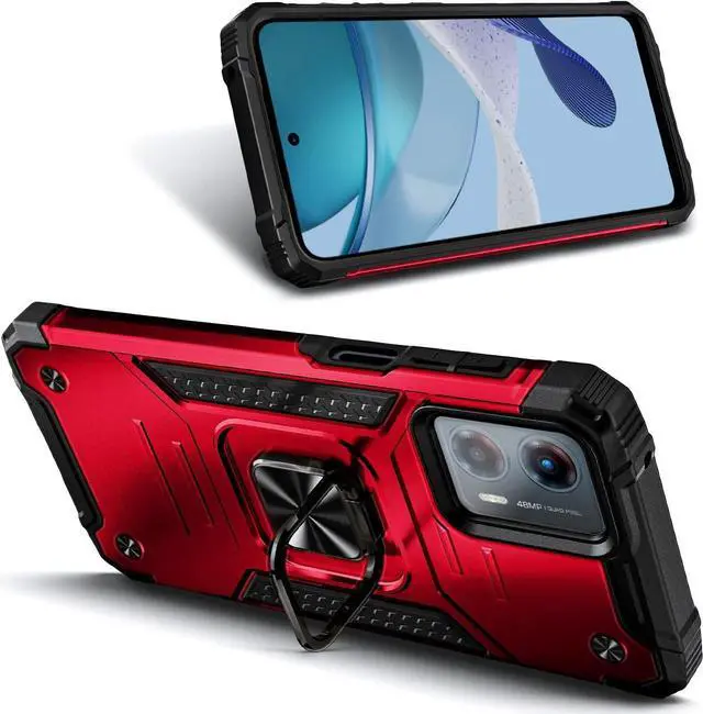 Alt view image 4 of 7 - Robust Series Dual Layer Hybrid Case with Ring Holder for Motorola Moto G 5G 2023 - Red