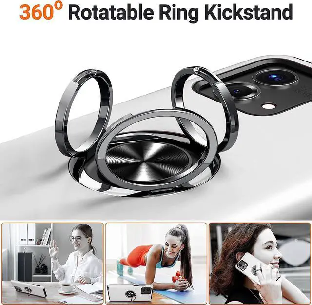 Alt view image 4 of 7 - 360 Rotating Ring Grip Hybrid Case for Motorola Moto G Power 5G 2023 - Silver