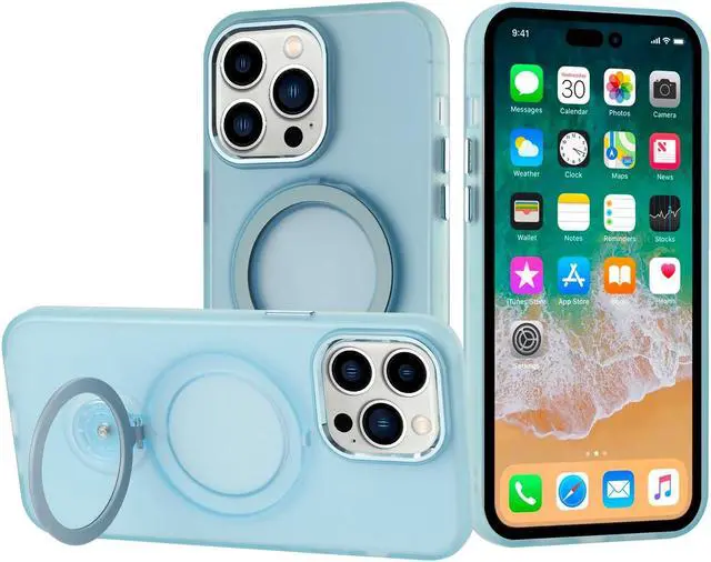 Alt view image 3 of 4 - MagSafe Compatible Candy Series Hybrid Case with Kickstand Ring Holder for iPhone 12 Pro Max - Baby Blue