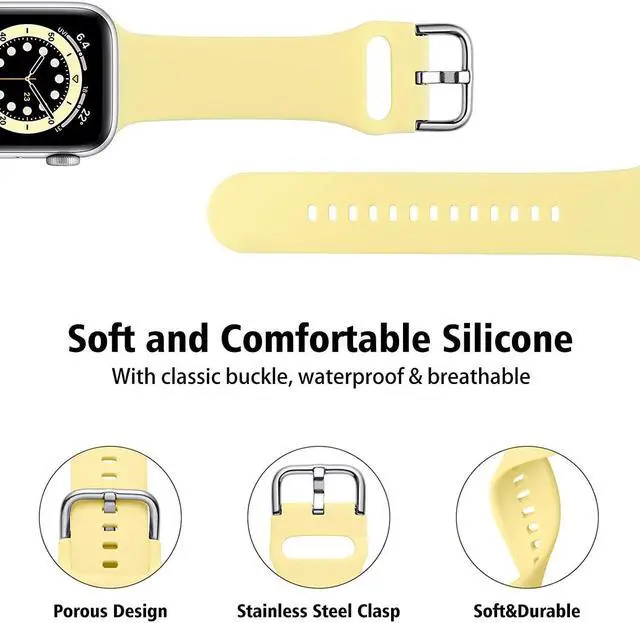 Alt view image 4 of 6 - Comfy Sport Band Watch Strap for Apple Watch 49mm / 45mm / 44mm / 42mm - Yellow