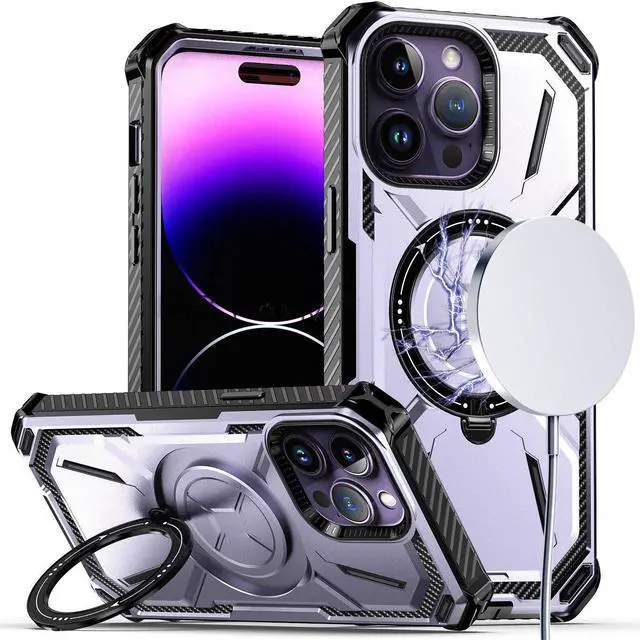 Main image of MagSafe Compatible Military Grade Hybrid Case with Kickstand Ring Holder for iPhone 14 Pro - Purple