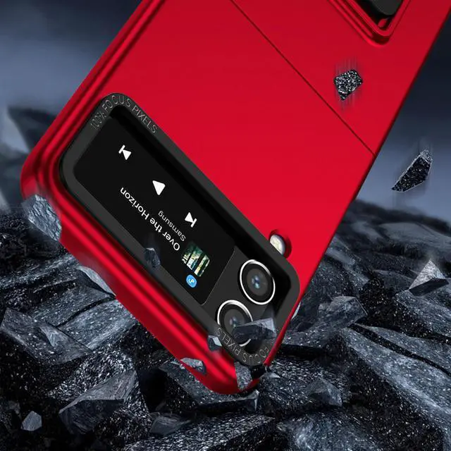 Alt view image 2 of 3 - Slim Protective Cover with Kickstand for Samsung Galaxy Z Flip 4 - Red