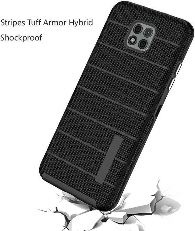 Alt view image 2 of 4 - Haptic Dots Texture Anti-Slip Hybrid Armor Case for Motorola Moto G Power 2021 - Black