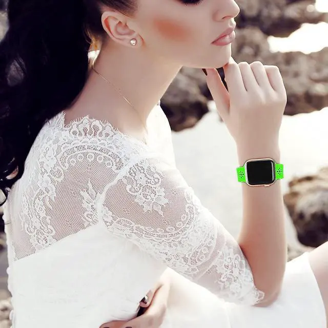 Alt view image 5 of 5 - Lace Designer Band for Apple Watch 41mm / 40mm / 38mm - Lime Green