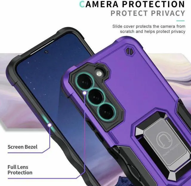 Alt view image 5 of 7 - Military Grade Shockproof Hybrid Armor Case with Ring Holder for Samsung Galaxy S22 Plus 5G - Purple