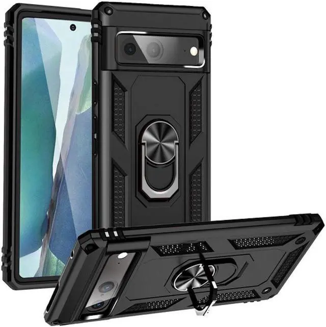 Main image of Military Grade Hybrid Case with Ring Grip for Google Pixel 7a - Black