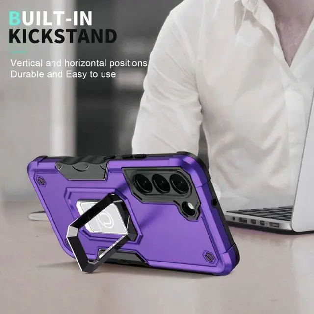 Alt view image 7 of 7 - Military Grade Shockproof Hybrid Armor Case with Ring Holder for Samsung Galaxy S22 Plus 5G - Purple