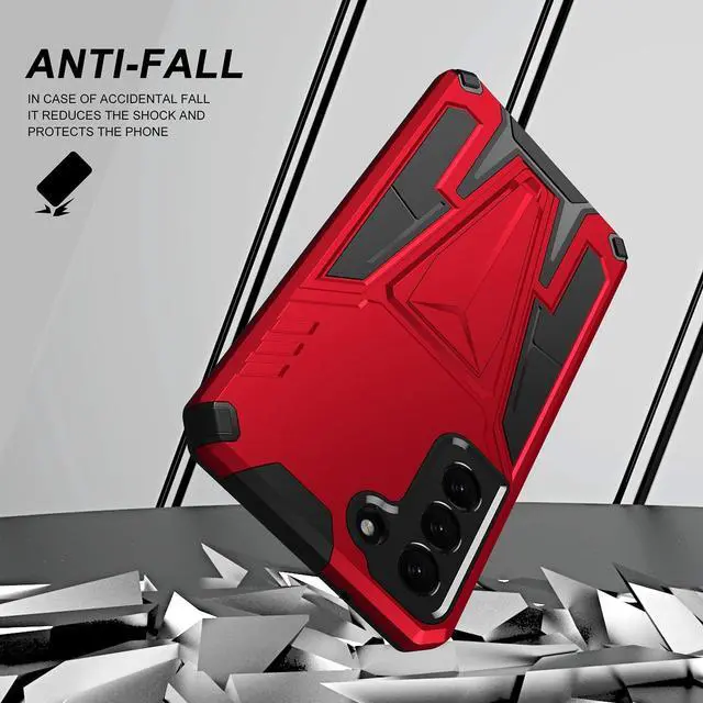 Alt view image 2 of 7 - Military Grade Transformer Hybrid Case with Kickstand for Samsung Galaxy S23 Plus - Red