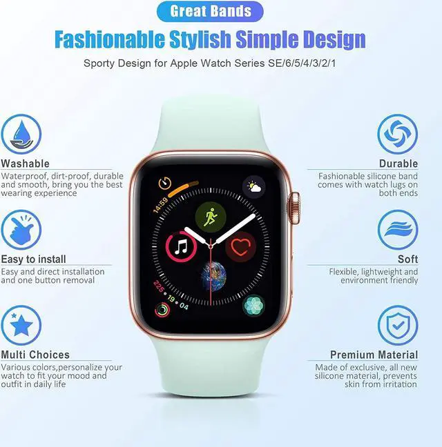 Alt view image 2 of 7 - Comfy Sport Band Watch Strap for Apple Watch 49mm / 45mm / 44mm / 42mm - Mint