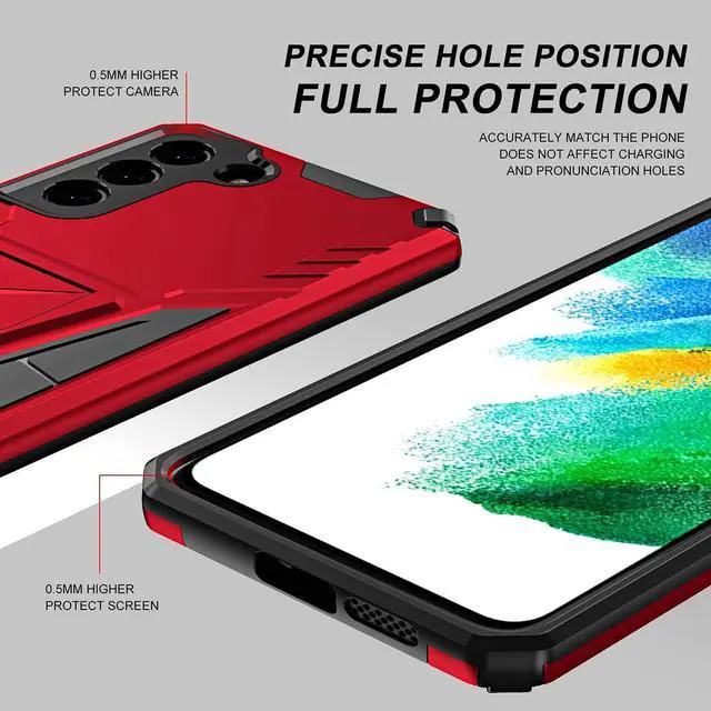 Alt view image 5 of 7 - Military Grade Transformer Hybrid Case with Kickstand for Samsung Galaxy S23 Plus - Red