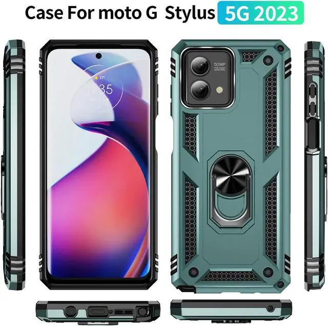 Alt view image 4 of 6 - Military Grade Hybrid Case with Ring Grip for Motorola Moto G Stylus 5G 2023 - Green