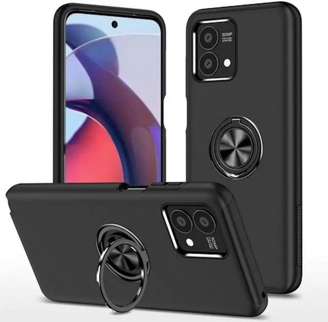 Main image of 360 Rotating Ring Grip Hybrid Case for Motorola Moto G Stylus 5G 2023 - Black