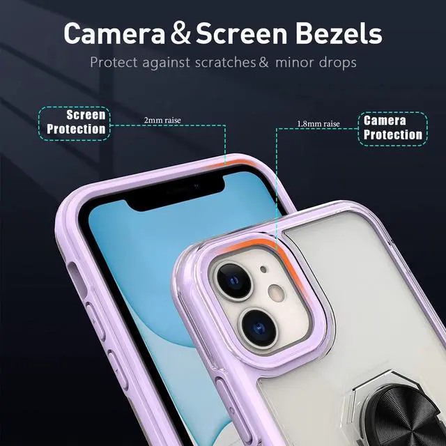 Alt view image 5 of 7 - Translucent Series Hybrid Case with Ring Grip for iPhone 11 - Purple
