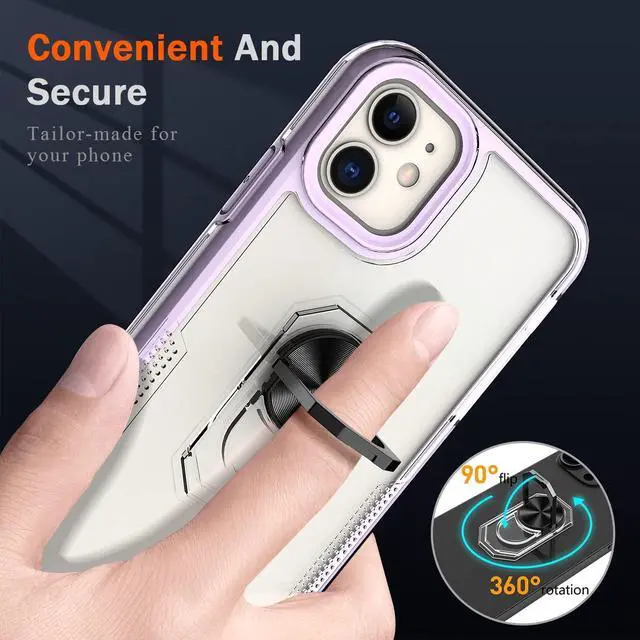 Alt view image 3 of 7 - Translucent Series Hybrid Case with Ring Grip for iPhone 11 - Purple