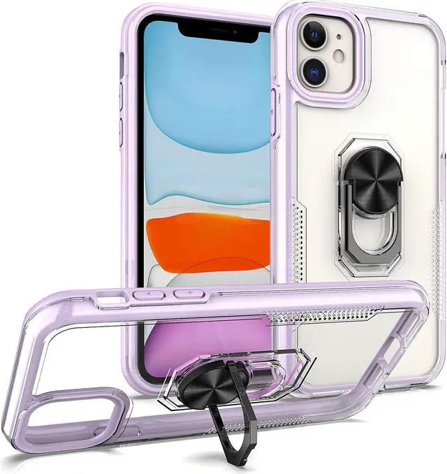 Main image of Translucent Series Hybrid Case with Ring Grip for iPhone 11 - Purple