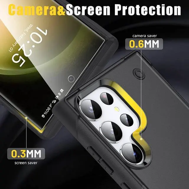 Alt view image 5 of 7 - TUFF Hybrid Armor Case with Kickstand for Samsung Galaxy S23 Ultra - Black