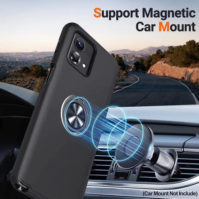 Alt view image 7 of 7 - 360 Rotating Ring Grip Hybrid Case for Motorola Moto G Stylus 5G 2023 - Black