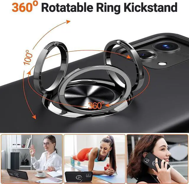 Alt view image 5 of 7 - 360 Rotating Ring Grip Hybrid Case for Motorola Moto G Stylus 5G 2023 - Black