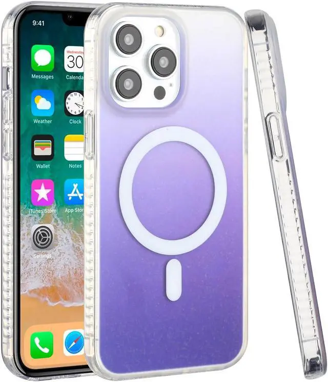 Alt view image 3 of 3 - MagSafe Compatible Gradient Series Shimmer Case for iPhone 14 Pro - Purple