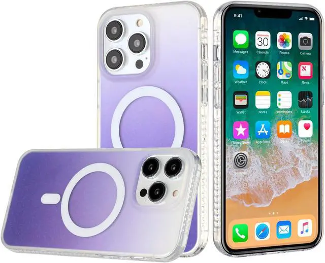 Alt view image 2 of 3 - MagSafe Compatible Gradient Series Shimmer Case for iPhone 14 Pro - Purple