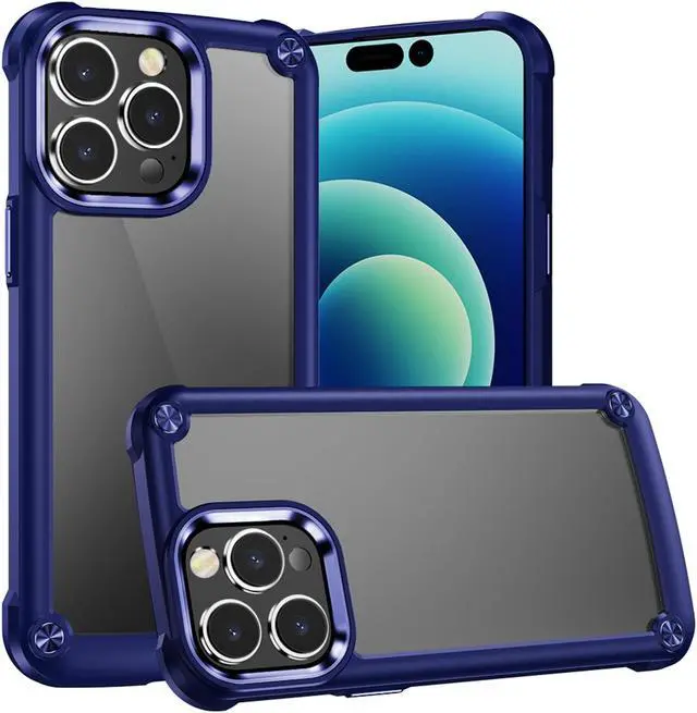 Main image of Tough Shield Snap-on Transparent Case for iPhone 14 Pro Max - Navy Blue
