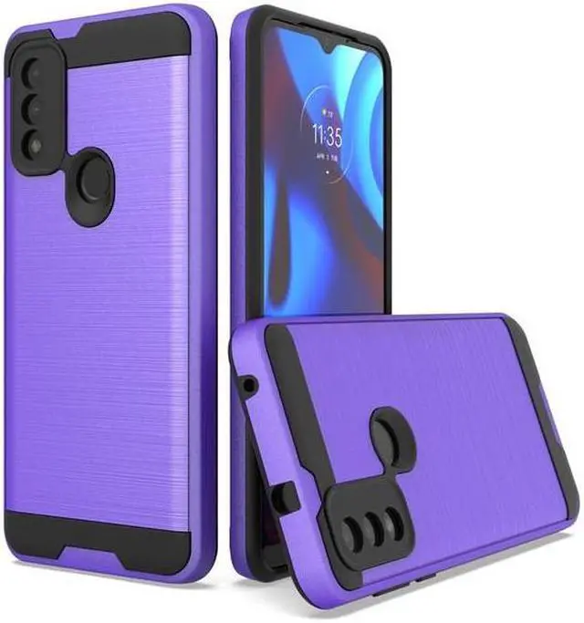 Main image of Brushed Textured Hybrid Armor Case for Motorola Moto G Pure - Purple