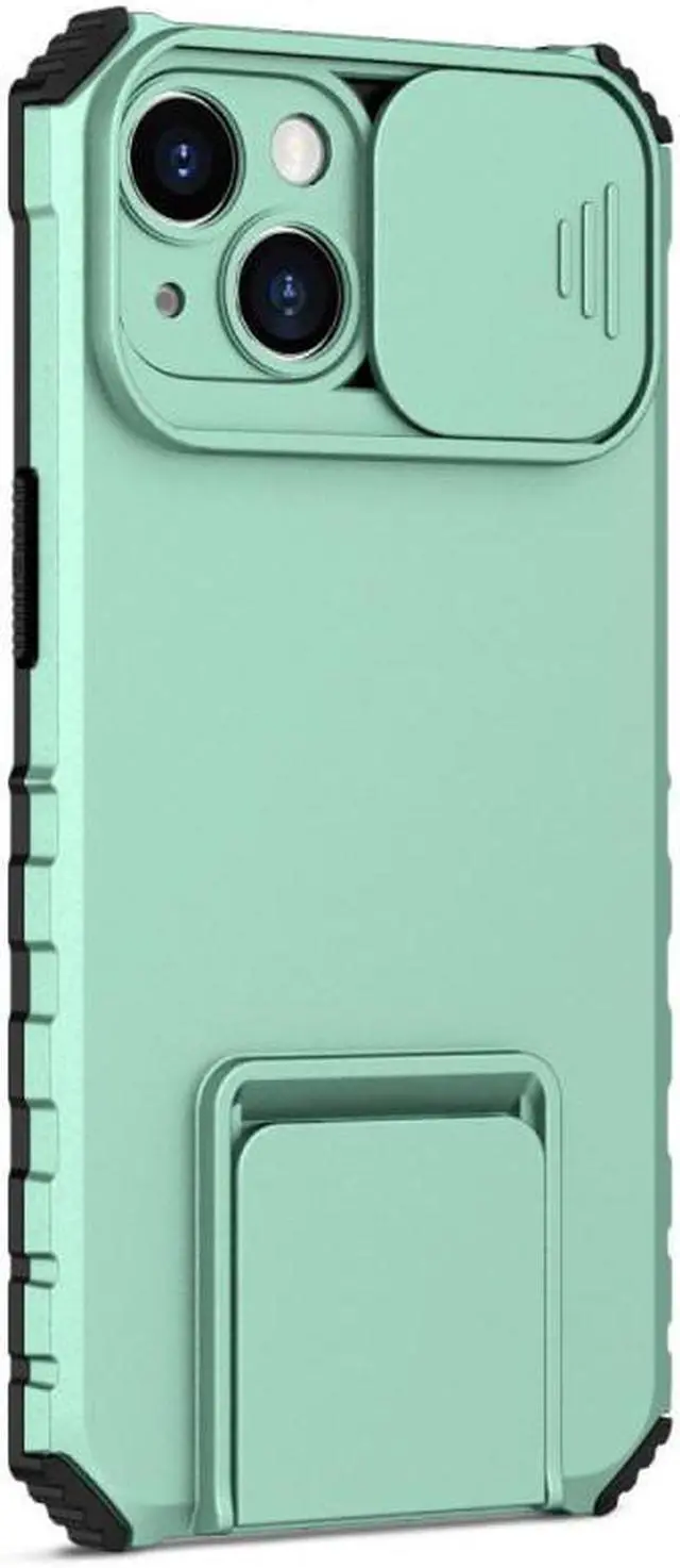 Alt view image 3 of 7 - Camera Privacy Cover Hybrid Case with Kickstand for iPhone 14 Plus - Green