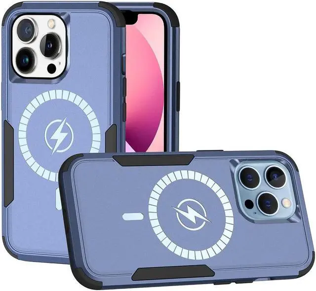 Alt view image 3 of 7 - MagSafe Compatible Military Grade TUFF Hybrid Armor Case for iPhone 14 Pro - Blue