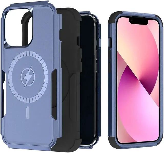 Alt view image 6 of 7 - MagSafe Compatible Military Grade TUFF Hybrid Armor Case for iPhone 14 Pro - Blue