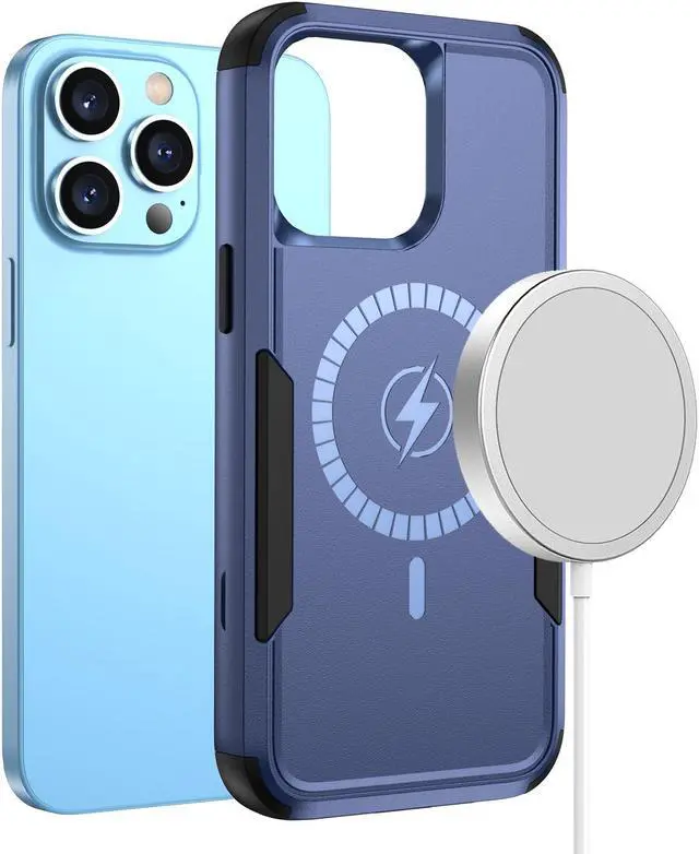 Alt view image 5 of 7 - MagSafe Compatible Military Grade TUFF Hybrid Armor Case for iPhone 14 Pro - Blue