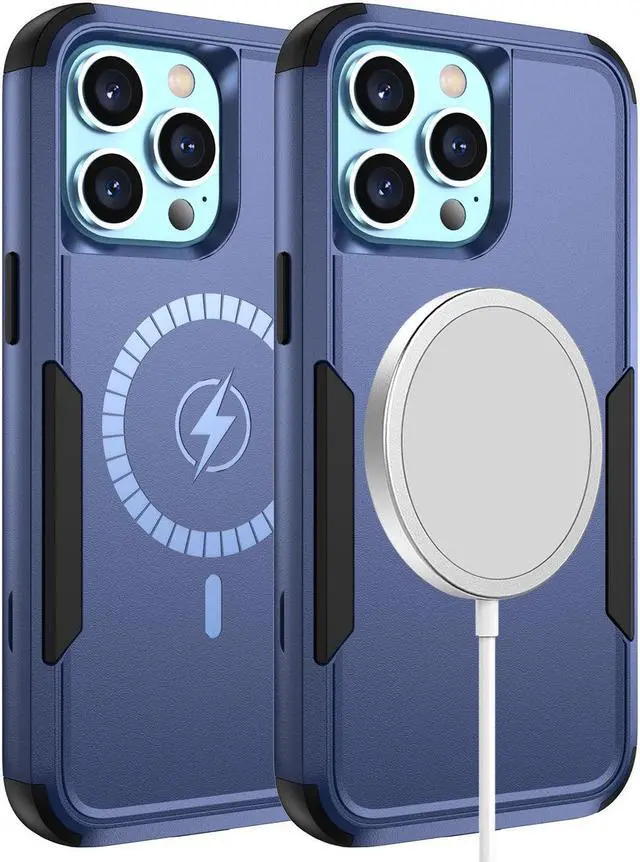 Main image of MagSafe Compatible Military Grade TUFF Hybrid Armor Case for iPhone 14 Pro - Blue