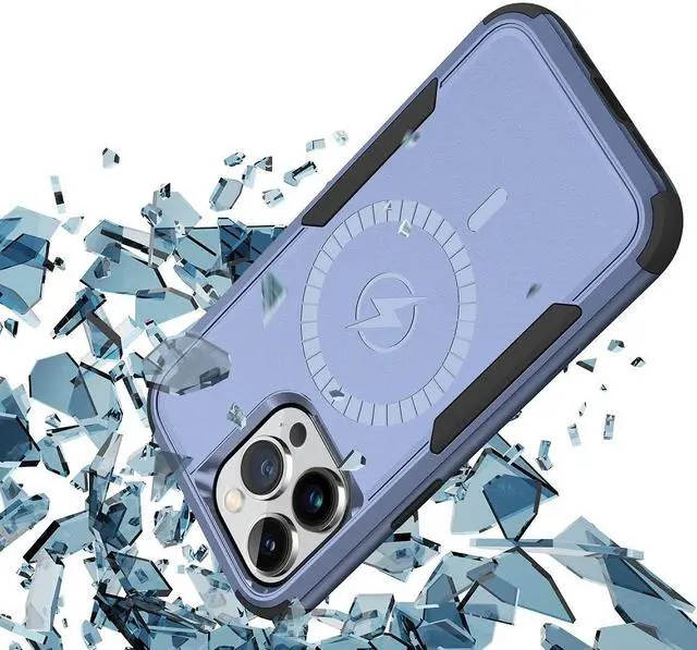 Alt view image 4 of 7 - MagSafe Compatible Military Grade TUFF Hybrid Armor Case for iPhone 14 Pro - Blue