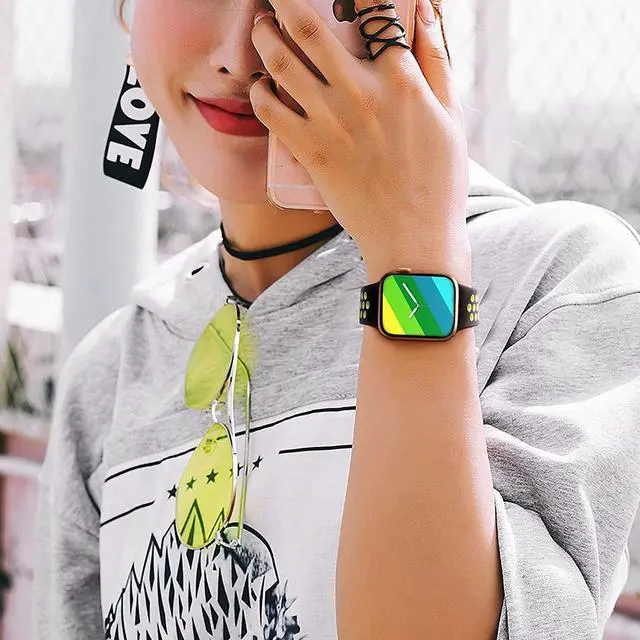 Alt view image 7 of 7 - Comfy Sport Band for Apple Watch 41mm / 40mm / 38mm - Black Neon Yellow