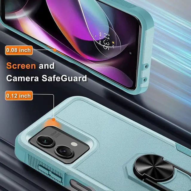 Alt view image 6 of 7 - Military Grade TUFF Shockproof Hybrid Armor Case with Ring Grip for Motorola Moto G Power 5G 2023 - Baby Blue