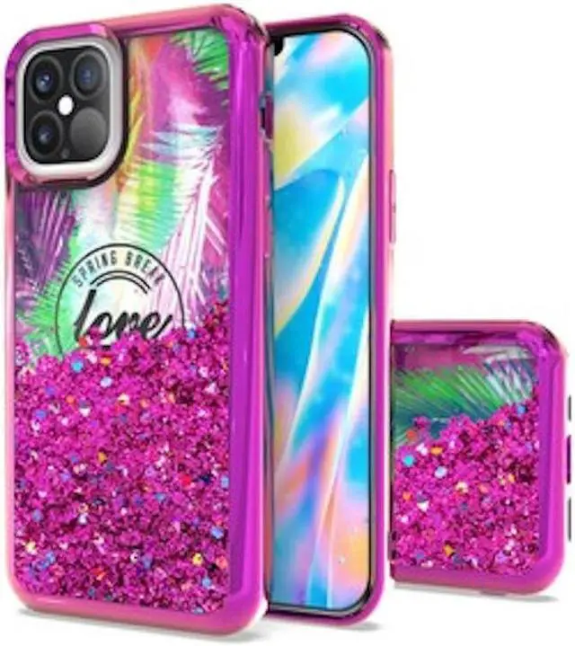 Main image of Electroplated Quicksand Glitter Waterfall Case for iPhone 13 Mini - Love