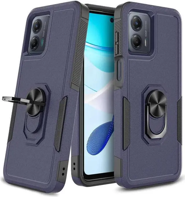 Main image of Military Grade TUFF Shockproof Hybrid Armor Case with Ring Grip for Motorola Moto G Power 5G 2023 - Navy Blue