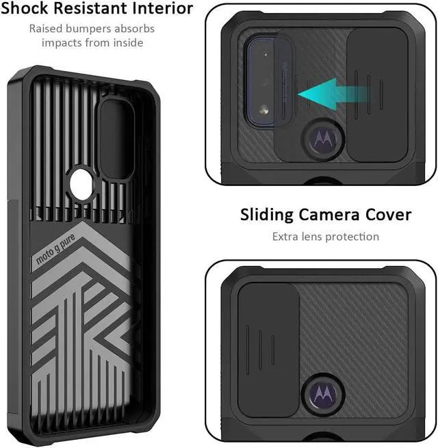 Alt view image 6 of 7 - Military Grade All-In-One Ring Stand Card Case for Motorola Moto G Play 2023 - Black