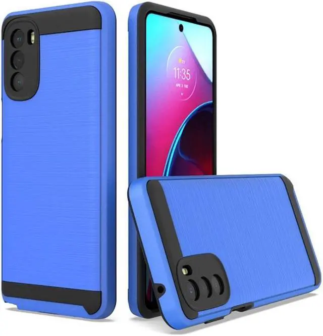 Main image of Brushed Textured Hybrid Armor Case for Motorola Moto G Stylus 5G 2022 - Blue