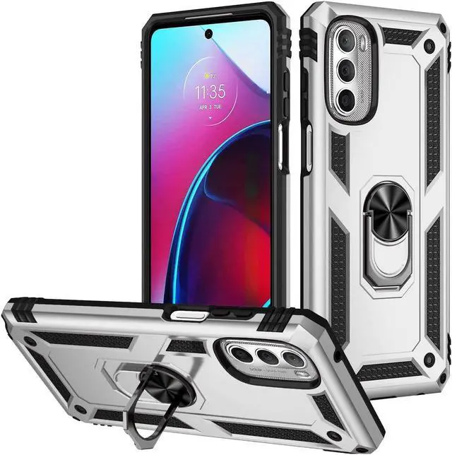 Main image of Military Grade Hybrid Case with Ring Holder for Motorola Moto G Stylus 5G 2022 - Silver