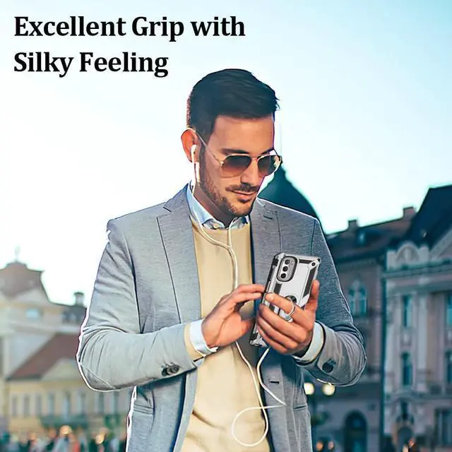 Alt view image 4 of 7 - Military Grade Hybrid Case with Ring Holder for Motorola Moto G Stylus 5G 2022 - Silver